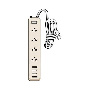 Power strip device providing electricity and usb charging Stock Illustration