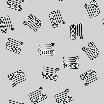 Power strip energy conservation vector seamless pattern Stock Illustration