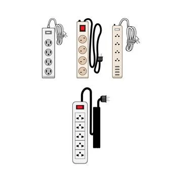 Power strip extenders offering multiple electrical outlets Stock Illustration