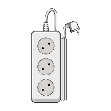 Power strip extending outlets for electrical connection Stock Illustration