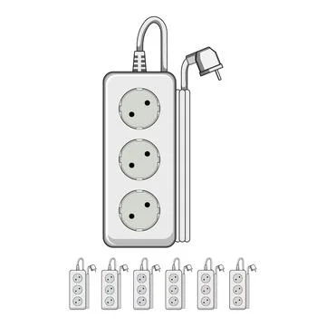 Power strip extending outlets for electrical connection Stock Illustration