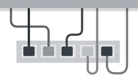 Power strip from five outlets, power cords included Musician vector icon flat Stock Illustration