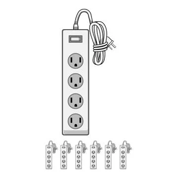 Power strip having multiple outlets for electricity Stock Illustration