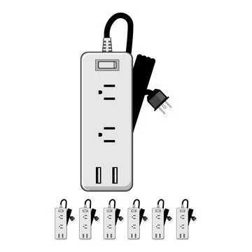Power strip with multiple outlets and charging ports Stock Illustration