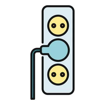 Power strip with multiple sockets and connected plug Stock Illustration