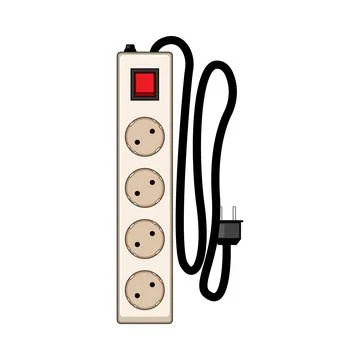 Power strip providing multiple electrical outlets for devices Stock Illustration