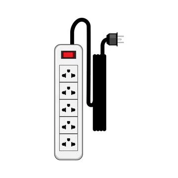 Power strip providing multiple electrical outlets for devices Stock Illustration