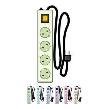 Power strip providing multiple electrical outlets for devices Stock Illustration