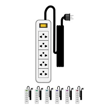 Power strip providing multiple electrical outlets for devices Stock Illustration