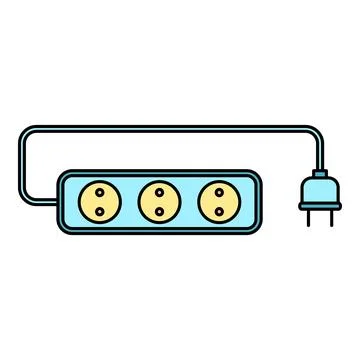 Power strip providing multiple electrical outlets for devices Stock Illustration