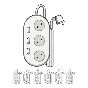 Power strip providing multiple outlets for electricity Stock Illustration