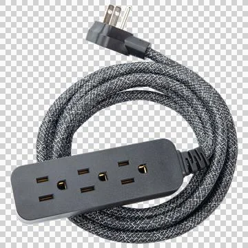 Power strip. Surge protector with 3 Outlets. Extension electric cord Stock Photos