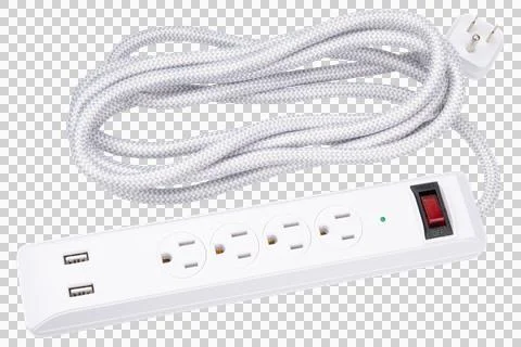 Power strip. Surge protector with 4 Outlets, 2 USB Ports Stock Photos