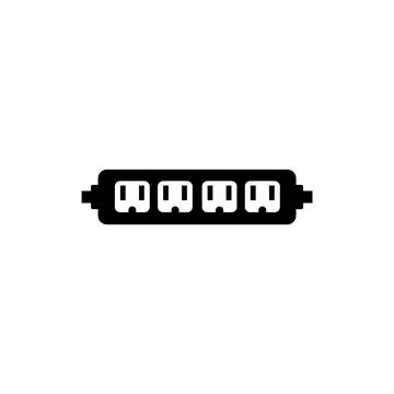Power strip surge protector multiple plugs remote work icon Stock Illustration