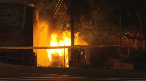 Power Substation Fire &amp; Electrical Explosion PT1 Stock Footage 2239544