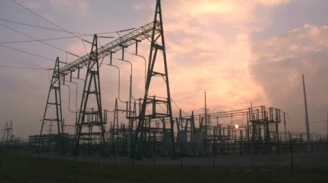 Power Substation Time Lapse Stock Footage