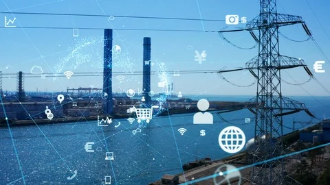 Power supply and communication technology concept. Communication network. Video stock 126630253