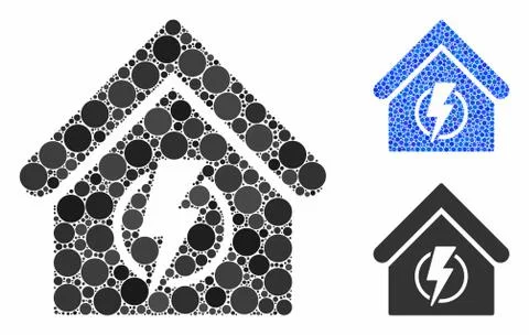 Power Supply Building Composition Icon of Round Dots Ilustración de archivo