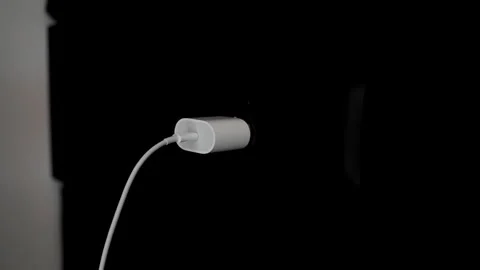 Power supply cable and connector for modern electronic device. Stock Footage 340144674