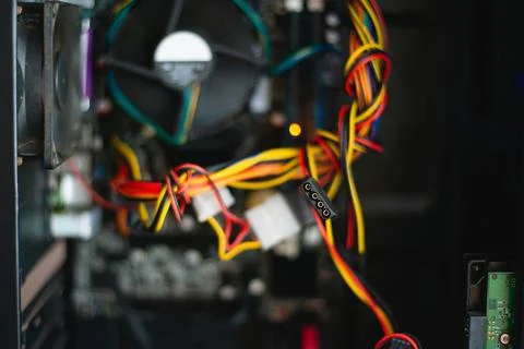 Power supply cable Of a desktop computer Stock Photos