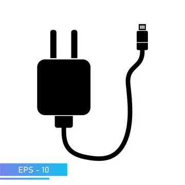 A power supply for charging a smartphone with a wire. A charging device for Stock Illustration