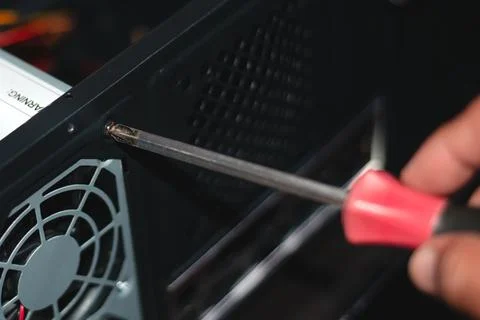 Power Supply On the computer case Stock Photos