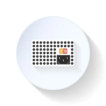Power supply for computer flat icon Illustrazione stock