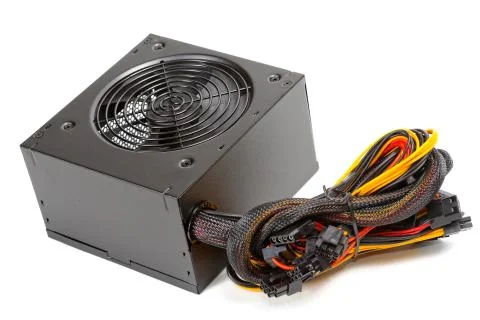 The power supply for the computer isolated on white background Stock Photos