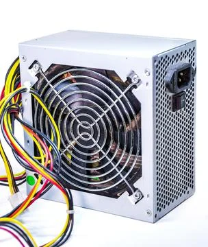 The power supply for the computer on white background Stock Photos