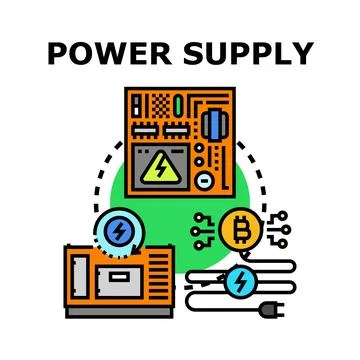 Power supply concept producing cryptocurrency and electricity イラスト素材