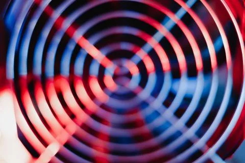 Power supply cooler Electronics technology concept details blue red light bac Stock Photos