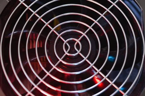 Power supply Electronics technology concept white background details blue red Stock Photos