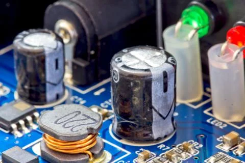 Power supply portion of the filter capacitor and the coil of the Stock Photos