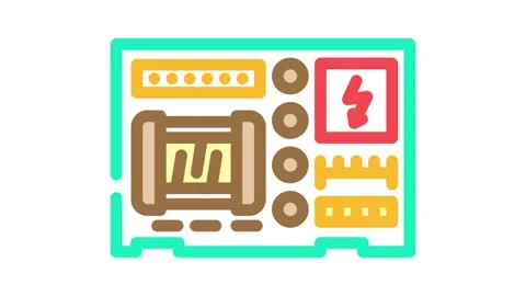 Power supply section board color icon animation Vídeo Stock 327256418