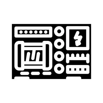 Power supply section board glyph icon vector illustration Illustrazione stock