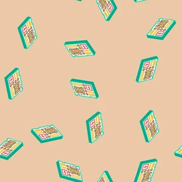 Power supply section board isometric icon seamless pattern Illustrazione stock