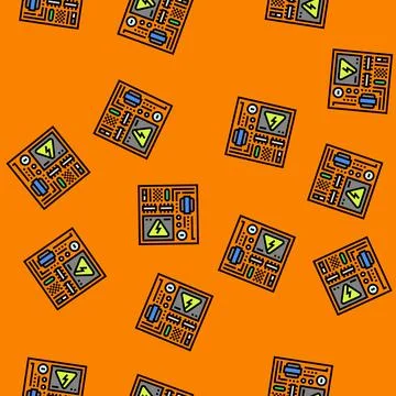 Power supply section board vector seamless pattern 库存插图
