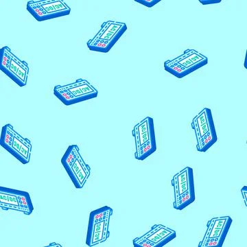 Power supply tool work isometric icon seamless pattern Stock Illustration