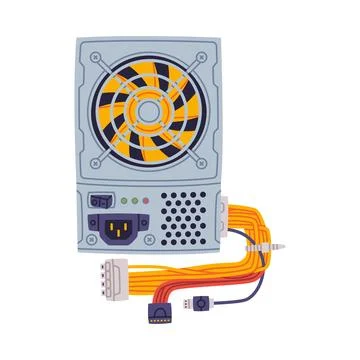 Power Supply Unit as Personal Computer Accessory and Component for Repair Vector Illustrazione stock