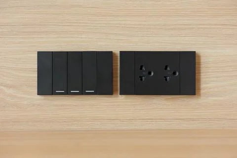 Power switch with AC wall mount socket multi type standard using in Thailan.. Foto stock