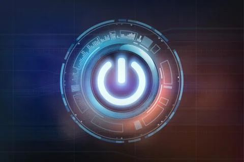 Power switch on button on the dashboard. Technological backgroun 스톡 일러스트