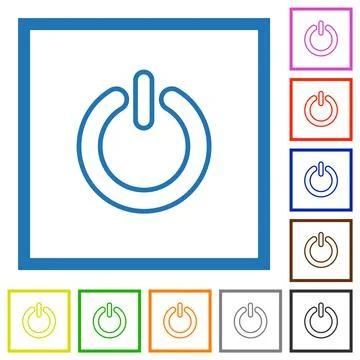 Power switch flat framed icons Illustration