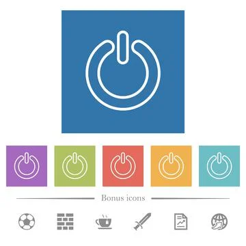 Power switch flat white icons in square backgrounds Illustration