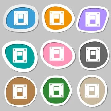 Power switch icon sign. Multicolored paper stickers. Vector Illustrazione stock