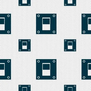 Power switch icon sign. Seamless pattern with geometric texture. Vector Stock Illustration