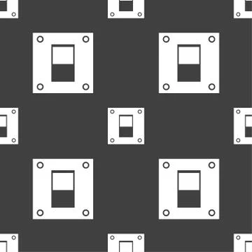 Power switch icon sign. Seamless pattern on a gray background. Vector Stock Illustration