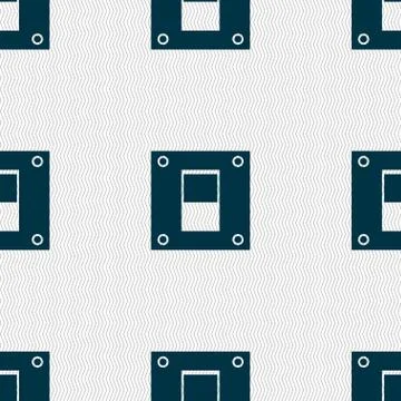 Power switch icon sign. Seamless abstract background with geometric shapes. Stock Illustration