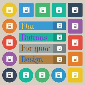 Power switch icon sign. Set of twenty colored flat, round, square and rectang 스톡 일러스트