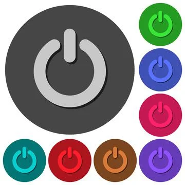 Power switch icons with shadows on round backgrounds Illustration
