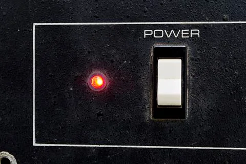 Power switch on or off from an old amplifier Stock Photos